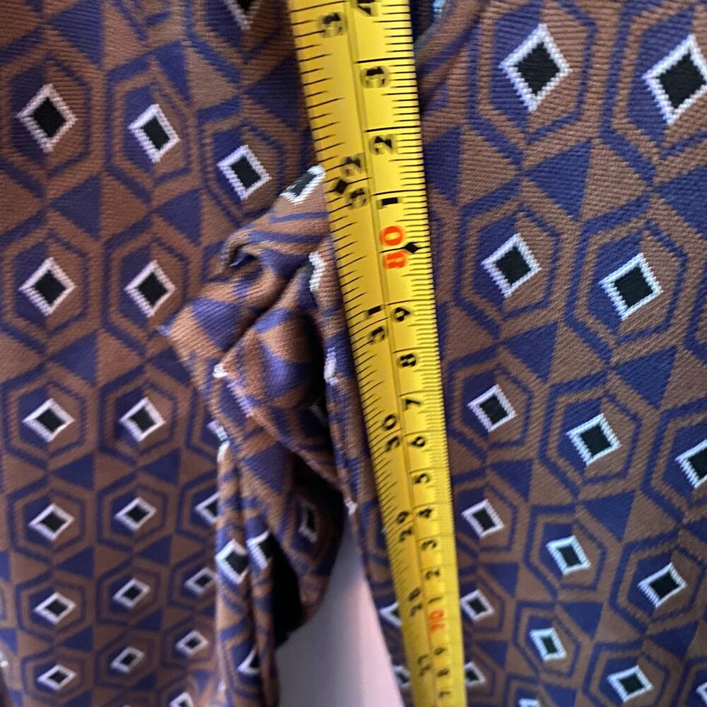 Zara Brown Navy Patterned Stretchy Straight Leg Dress Pants Boho Women's Small - Picture 10 of 12